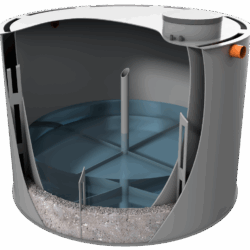 Řez dvouplášťové plastové retenční jímky PJ-OD 6 m³